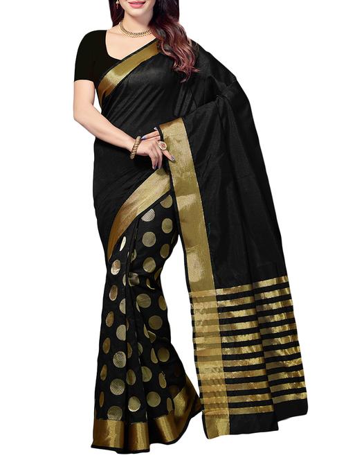black woven saree with blouse - 14073250 - Standard Image - 1
