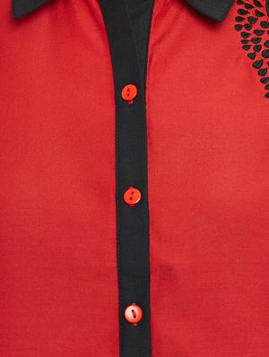 red cotton regular shirt - 14073761 - Standard Image - 4