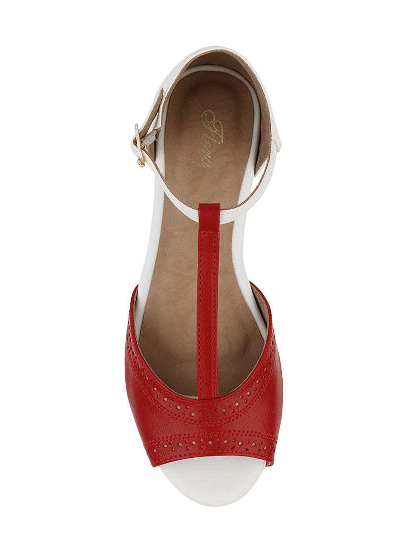 red faux leather ankle strap sandals - 14077037 - Zoom Image - 4