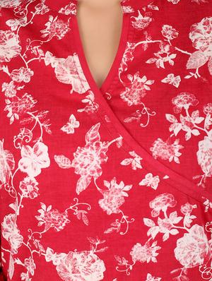 red cotton straight kurta - 14077075 - Standard Image - 4