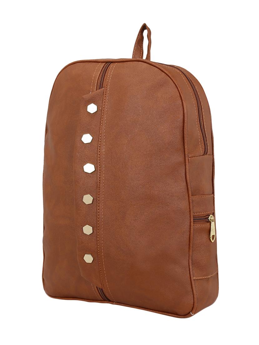 brown leatherette fashion backpack - 14082326 - Zoom Image - 4