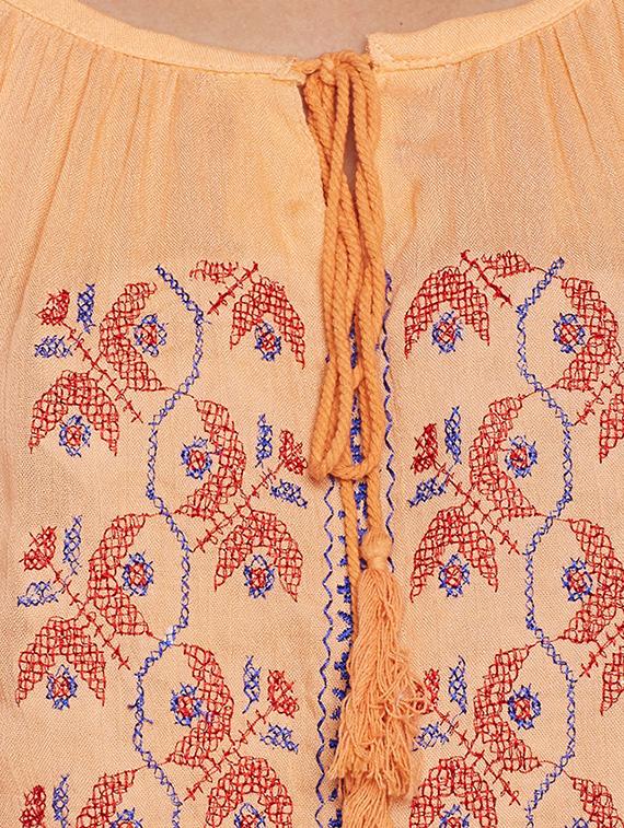 tie up neck embroidered peasant top - 14084440 - Zoom Image - 4