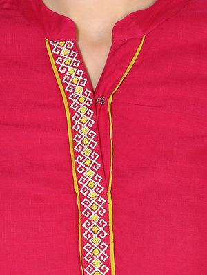 magenta rayon straight kurti - 14085682 - Standard Image - 4