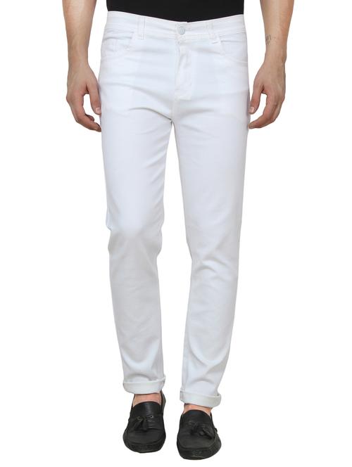 white cotton blend plain jeans - 14093723 - Very Small Image - 1