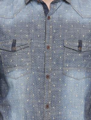 grey denim casual shirt - 14093897 - Standard Image - 4