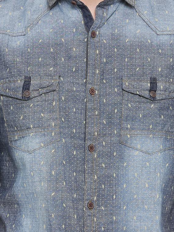 grey denim casual shirt - 14093897 - Zoom Image - 4