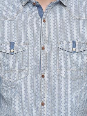 light blue denim casual shirt - 14093913 - Standard Image - 4