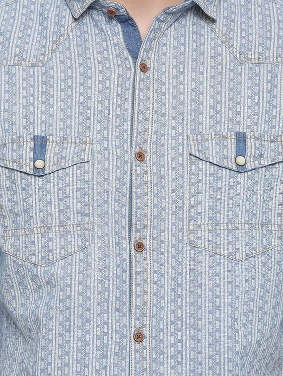 light blue denim casual shirt - 14093913 - Zoom Image - 4