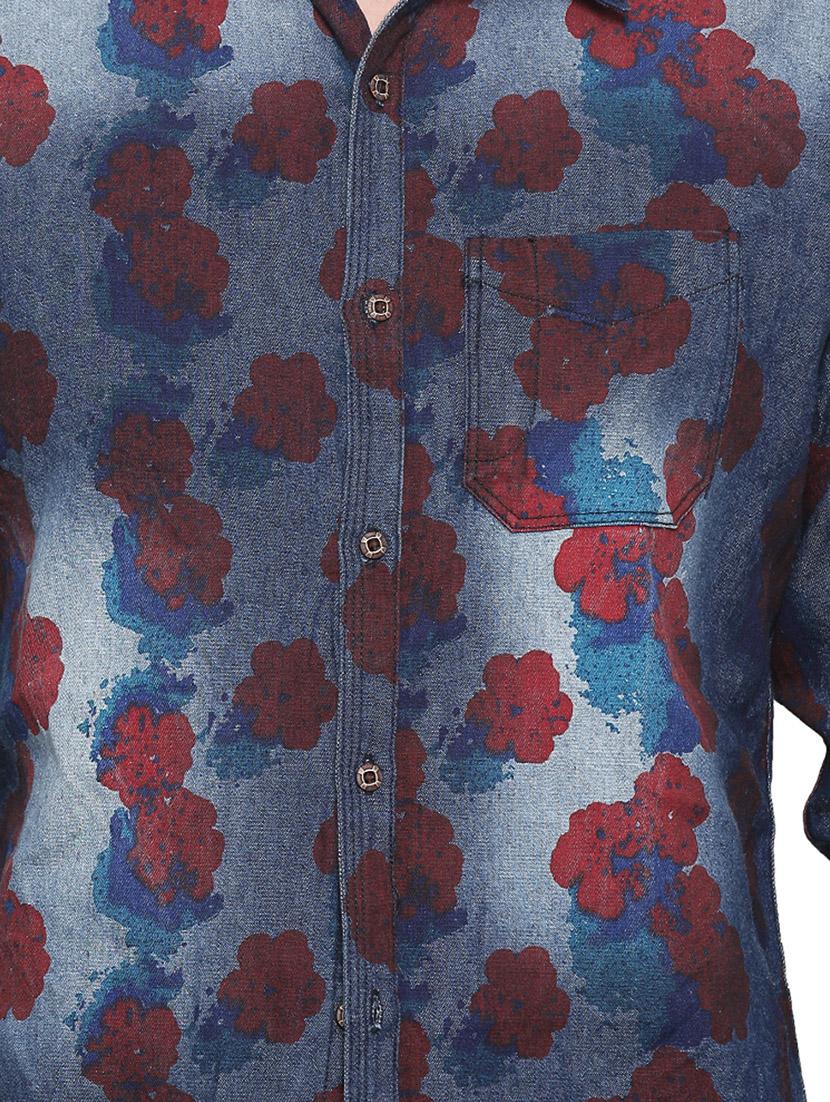 dark blue denim casual shirt - 14094117 - Zoom Image - 4