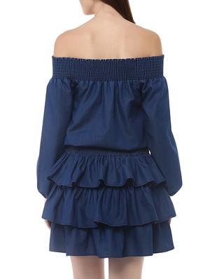 blue denim ruffle dress - 14094280 - Standard Image - 4