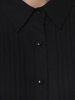 solid black poly blend dress - 14094284 - Standard Image - 4