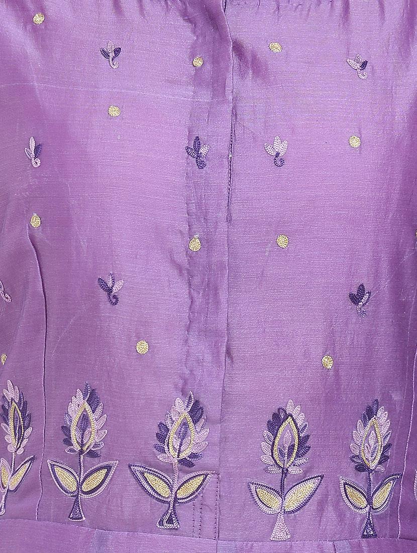 kaanchie nanggia purple chanderi aari embroidered kurta - 14094415 - Zoom Image - 4
