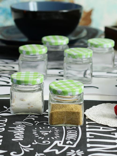set of 6 pcs Devnow Square Miniature Jar green 30ML - 14101547 - Standard Image - 1