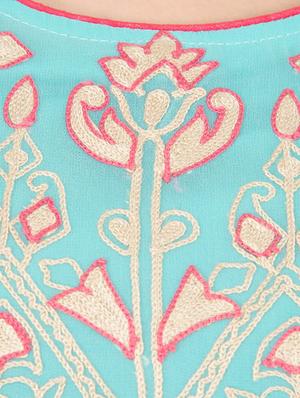 Turquoise georgette straight kurta - 14105157 - Standard Image - 4
