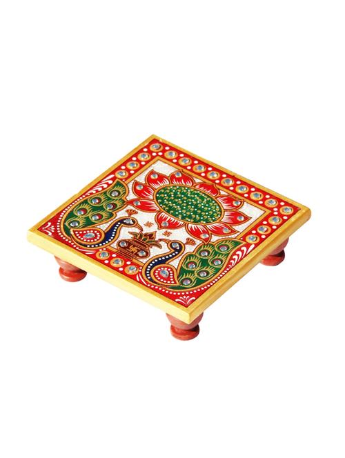 marble chowki with peacock design painted by handicrafts paradise - 14124273 - Standard Image - 1