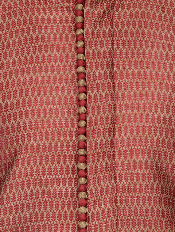 maroon silk blend kurta payjama set - 14124839 - Zoom Image - 4