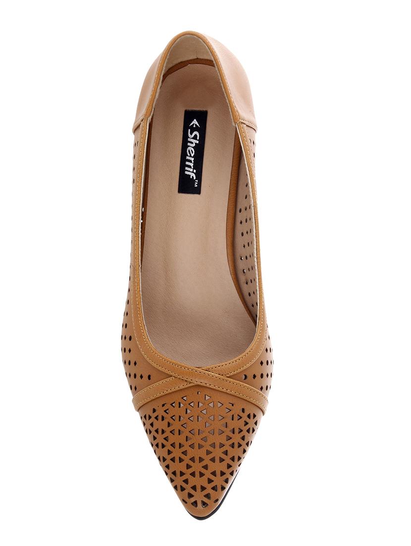 tan faux leather slip on pumps - 14125521 - Zoom Image - 4