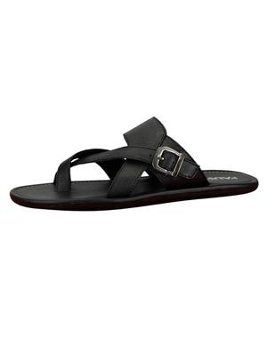 black leatherette slip on slipper - 14127799 - Standard Image - 4