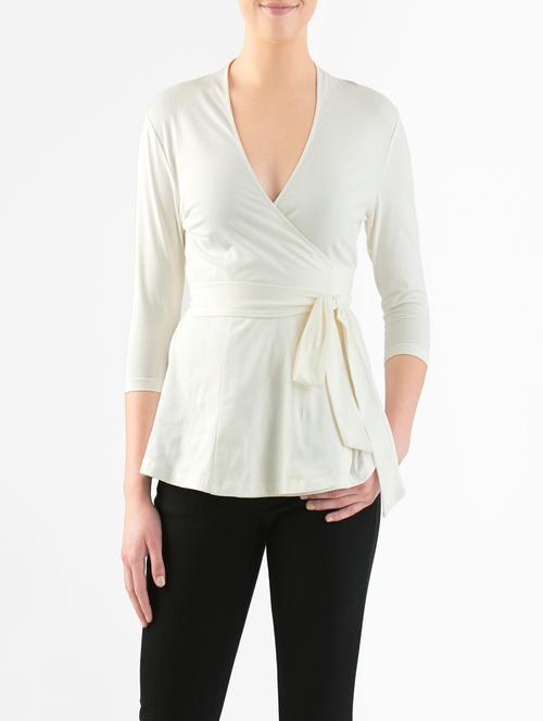 Off White Wrap Style Top - 14132652 - Standard Image - 1