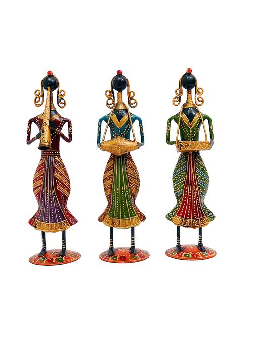 Set of Three Multicoloured Women Musicians ( 11 Inches tall) - 14136406 - Very Small Image - 1