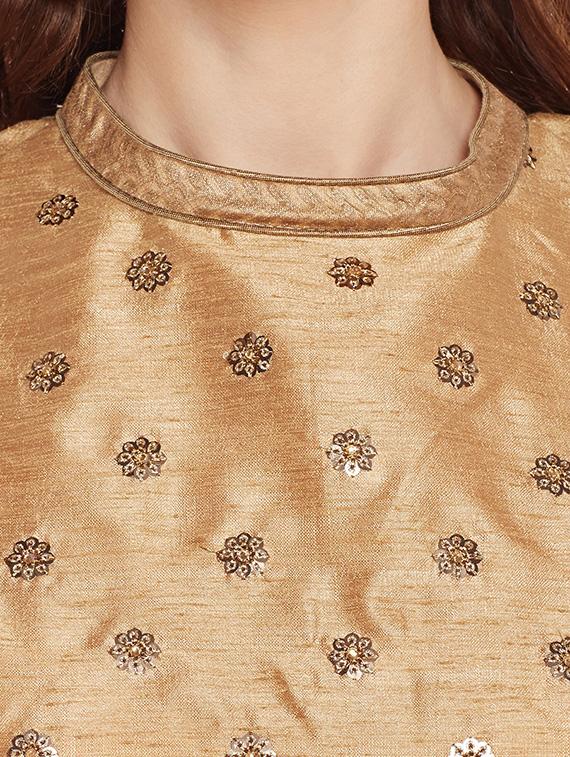 beige embellished stitched blouse - 14152443 - Zoom Image - 4