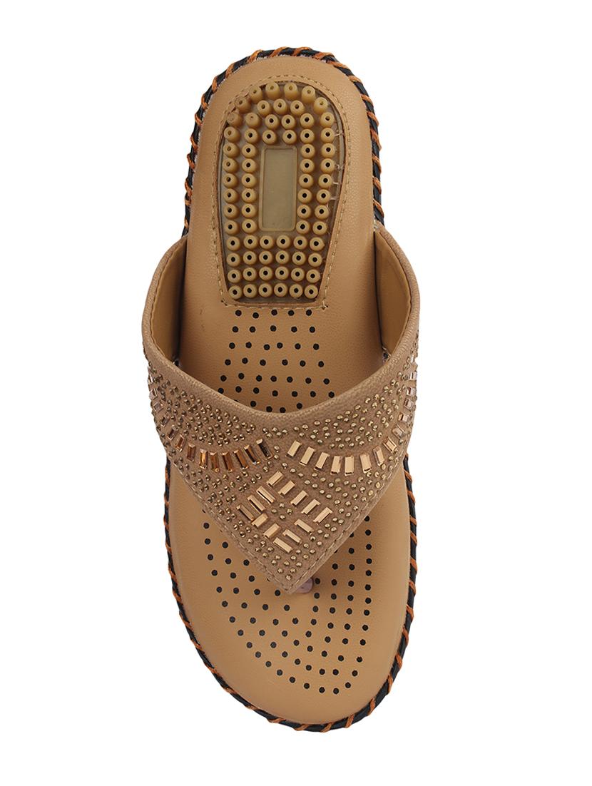 beige synthetic slippers - 14155271 - Zoom Image - 4