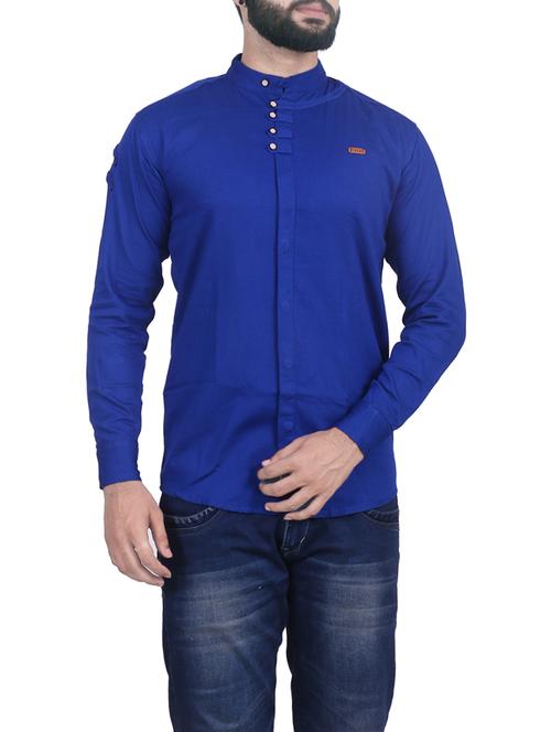 blue cotton casual shirt - 14155990 - Standard Image - 1