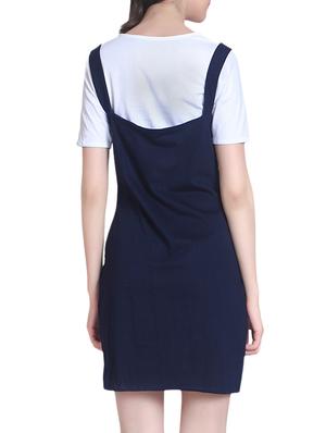 navy blue cotton a-line dress - 14157674 - Standard Image - 4