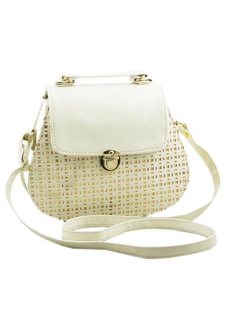 white leatherette regular sling bag - 14166977 - Very Small Image - 1