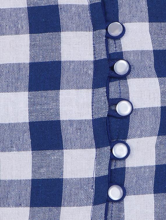 blue cotton a-line kurta - 14167864 - Zoom Image - 4