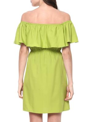 green crepe off shoulder dress - 14192188 - Standard Image - 4