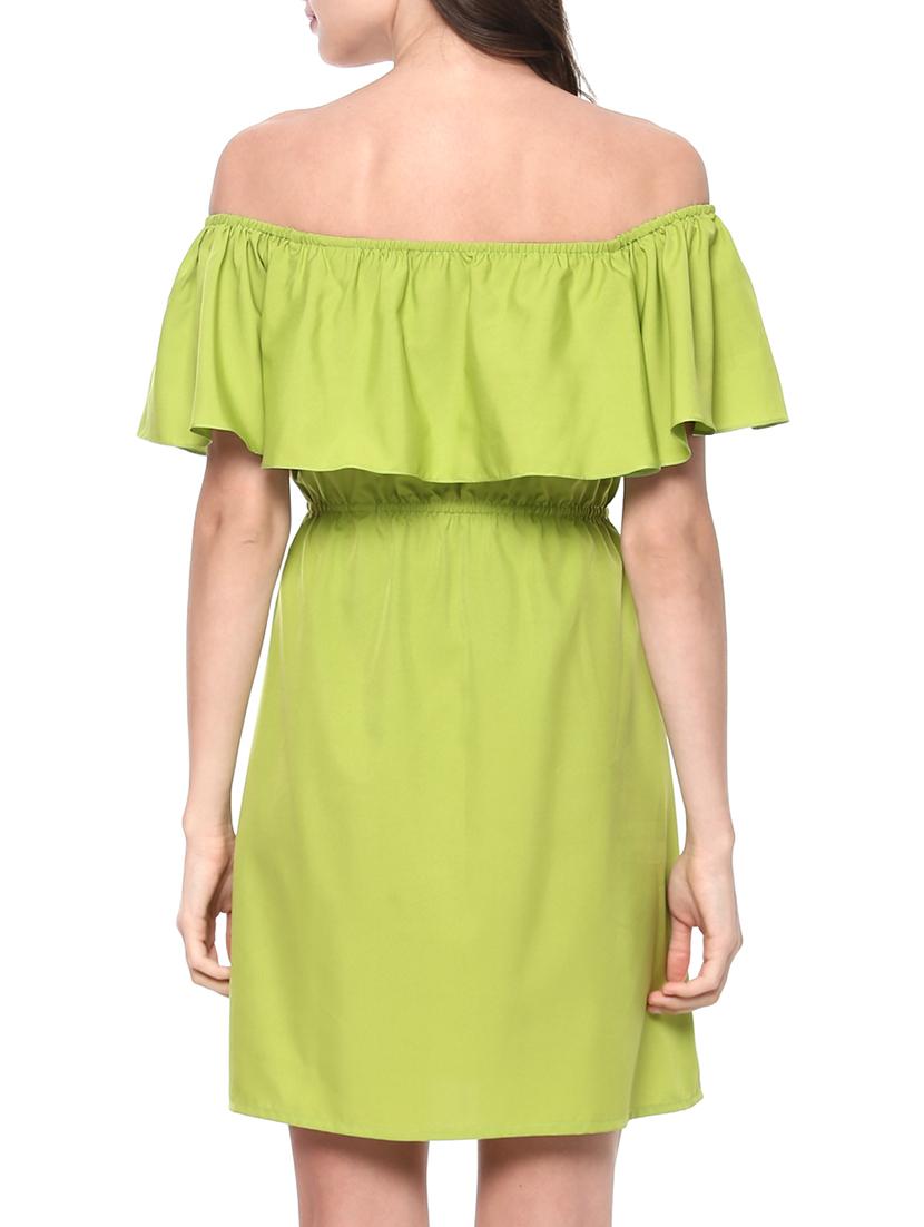 green crepe off shoulder dress - 14192188 - Zoom Image - 4