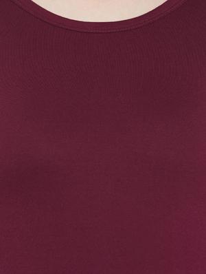 maroon cotton casual tee - 14195600 - Standard Image - 4