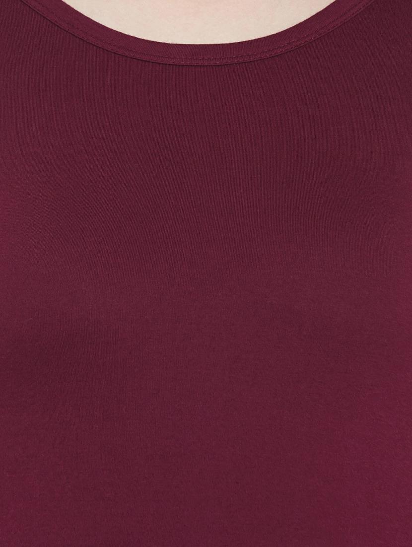 maroon cotton casual tee - 14195600 - Zoom Image - 4