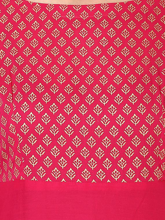 pink cotton flared kurta - 14204385 - Zoom Image - 4