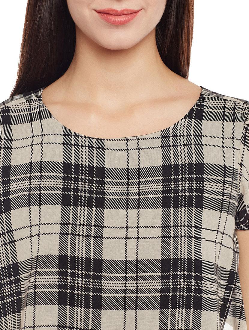 black georgette checkered tunic - 14206344 - Zoom Image - 4