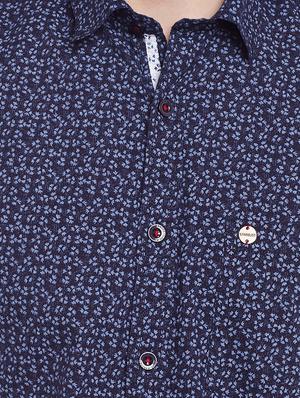 navy blue cotton blend casual shirt - 14215331 - Standard Image - 4