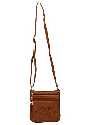 brown leatherette regular sling bag - 14218906 - Standard Image - 4