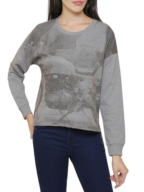 grey cotton high low sweatshirt - 14221218 - Standard Image - 1