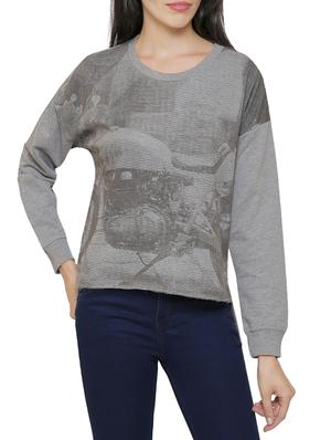 grey cotton high low sweatshirt - 14221218 - Standard Image - 1