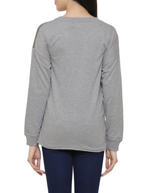 grey cotton high low sweatshirt - 14221218 - Standard Image - 4