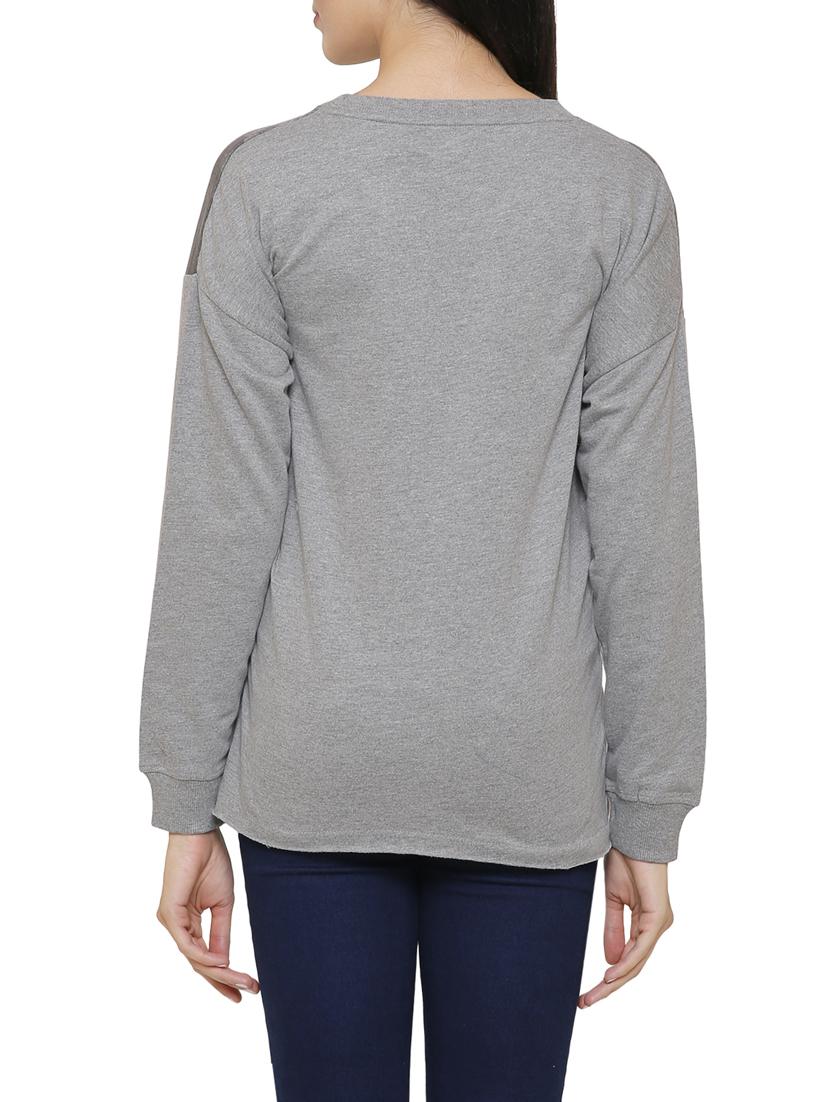 grey cotton high low sweatshirt - 14221218 - Zoom Image - 4