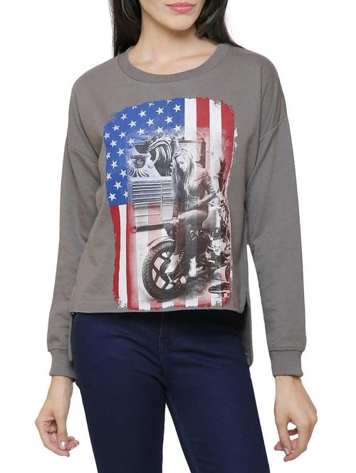 grey cotton high low sweatshirt - 14221220 - Standard Image - 1