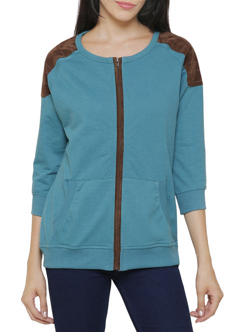 green cotton regular sweatshirt - 14221225 - Very Small Image - 1