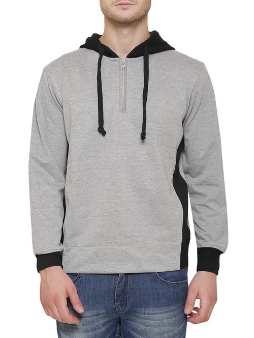 grey colour block cotton sweatshirt - 14221410 - Standard Image - 1