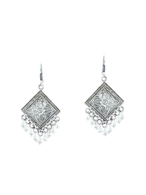silver metal drop earrings - 14224379 - Very Small Image - 1