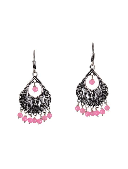 pink metal drop earrings - 14224488 - Very Small Image - 1