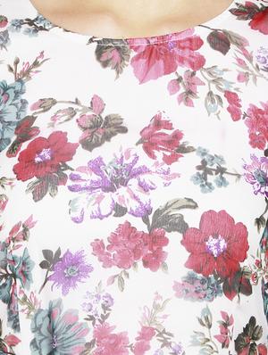 multicolored floral printed poly crepe belted dress - 14225808 - Standard Image - 4