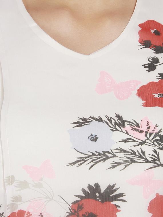 white floral printed chiffon top - 14225818 - Zoom Image - 4