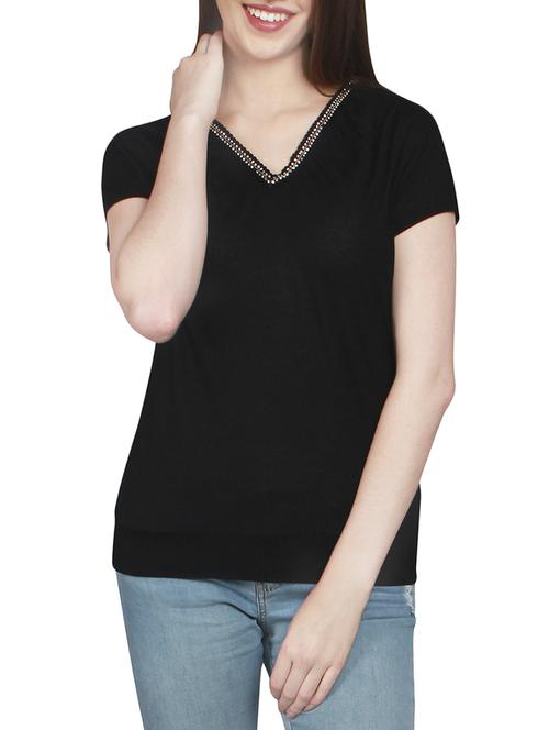 black hosery regular top - 14225819 - Standard Image - 1